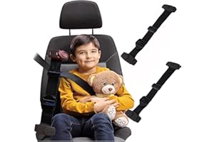 FAROCHY Car Seat Belt Adjuster - 2 Pack Seatbelt Adjuster with Clip, Car Shoulder Neck Strap Positioner Belt for Kids Short Adults (Black)