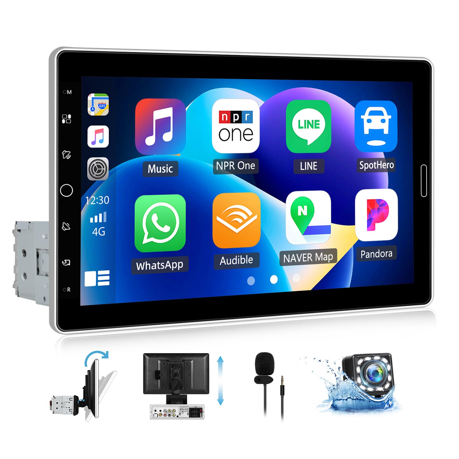 Photo 1 of 10.1 Inch Single Din Car Radio Stereo with Wireless CarPlay&Android Auto, Detachable Touch Screen Radio with Mirror Link AM/FM Radio Bluetooth EQ Audio SWC+Backup Camera+MIC