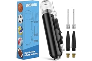 BROTOU Ball Pump, Dual Action Inflate Air Pump with 3 Needles and 2 Nozzles for Soccer Ball, Basketball, Volleyball, Balloons, Bikes