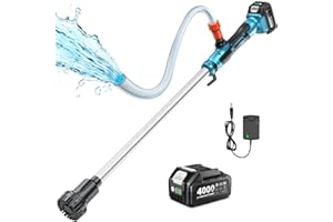SEESII Cordless Stick Water Transfer Pump, with 4000mAh 21V Battery & Charger, 720GPH, 32FT Head, Handheld Portable Utility Sump Pump Kit with 3/4" Outlet for Pool/Garden/Pond/RV/Boat Draining