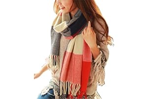 Wander Agio Women's Fashion Long Shawl Big Grid Winter Warm Lattice Large Scarf