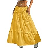 Verdusa Women's Long Maxi Skirt 2026 Boho Flowy Flared Ruffle Skirts Beach Vacation Spring Going Out Outfits