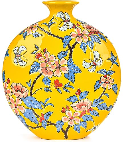 Amazon.com: LLADRÓ Sparrows Vase. Yellow. Porcelain Vase. : Home
