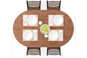 UMINEUX Oval Fitted Vinyl Tablecloth with Elastic Edged & Flannel Backing, Waterproof Wipeable Oval Table Cover - Fits Tables up to 42"X68" (Wood)