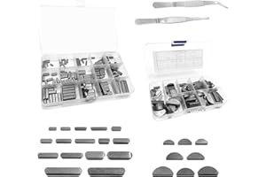 LJZP 220Pcs Keyway Key Stock Assortment Kit, Square Parallel Drive Shaft Keys with Woodruff Key Half Moon Keys, Shaft Feather Key, for Fasteners Mechanical Industry, 3mm 4mm 5mm 6mm