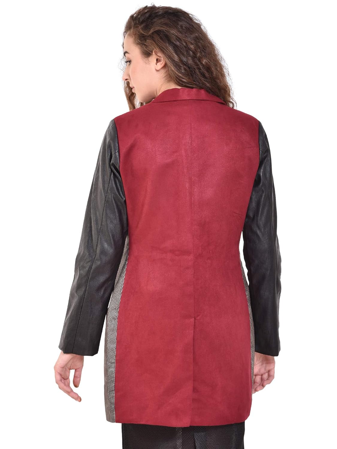 redrobe women's suede jacket with leather sleeve (multi)