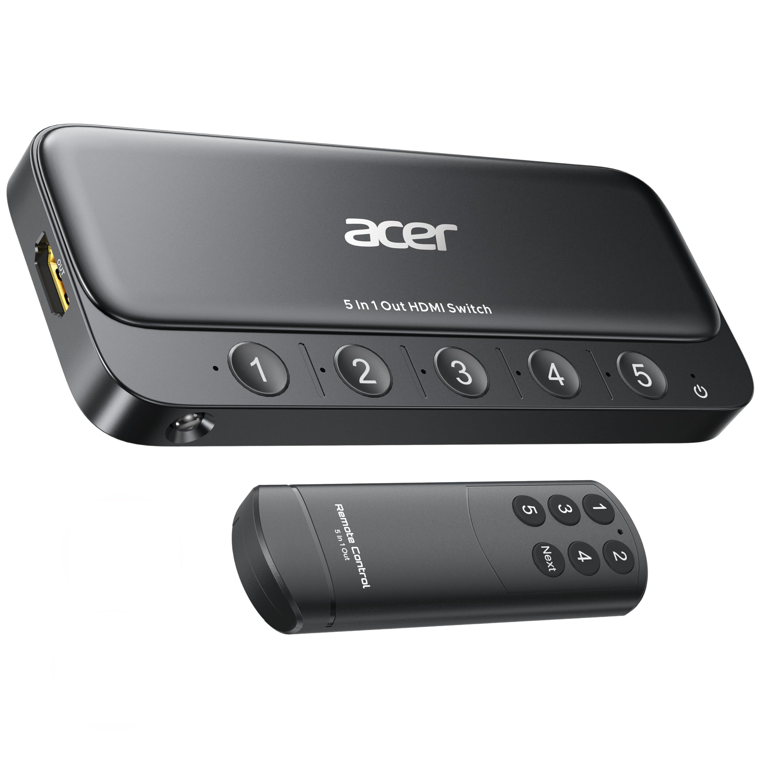 Photo 1 of acer HDMI Switch 5 in 1 Out [4K@60Hz, HDMI 2.0, HDCP 2.3, HDR] Switcher with Remote, Supports DTS, Dolby, Work for PS5/Xbox/Switch/Roku/TV Stick/Projector