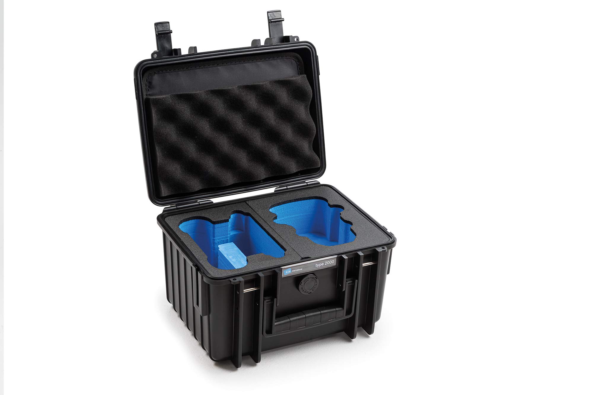 B&W OUTDOOR Transport Case - Type 2000 for DJI Mini 2, DJI Mini 2 Fly More Combo Drone - Waterproof, Dustproof and Indestructible - Black