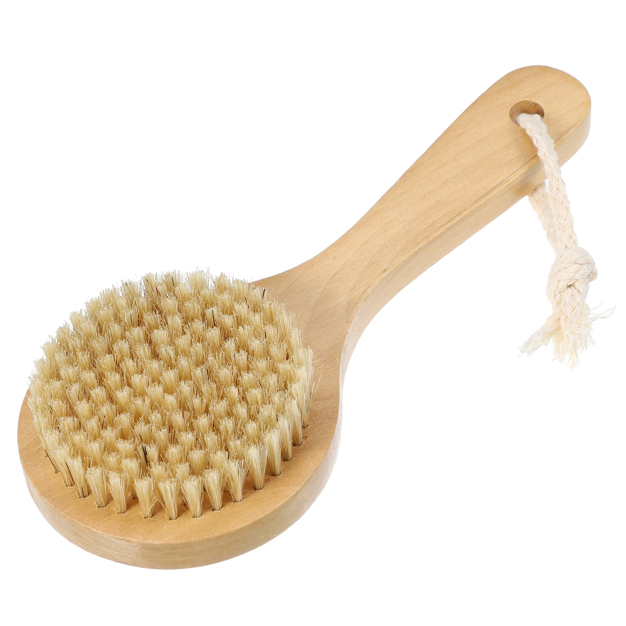 VOCOSTE 1 Pcs Bath Brush, Back Scrubber Wood for Shower with Short Handle, Brown, 7.9 Inches