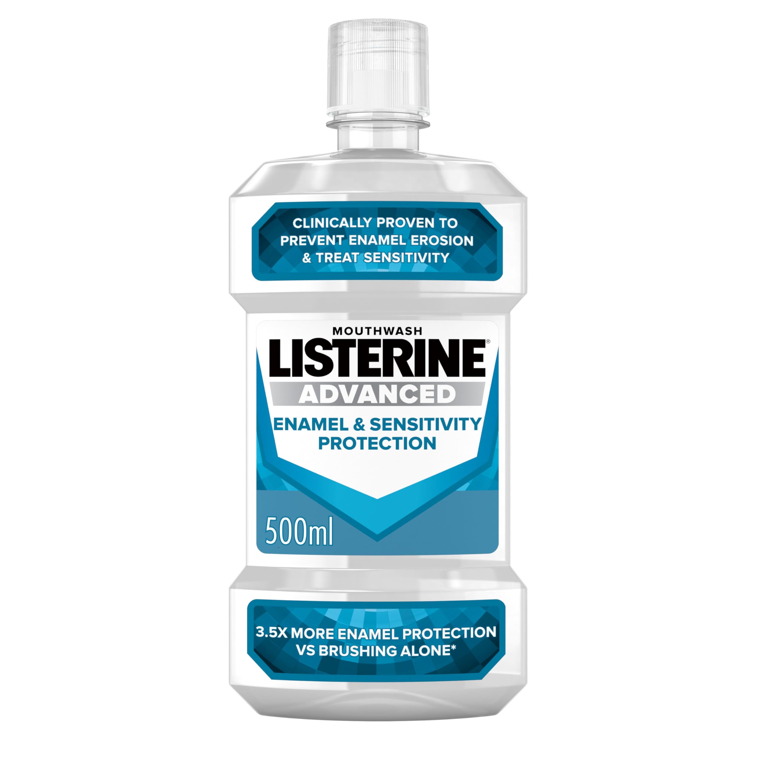 Listerine Advanced Enamel & Sensitivity Protection Mouthwash, Fresh Mint (500ml), Mouthwash to Prevent Enamel Erosion and Treat Sensitive Teeth