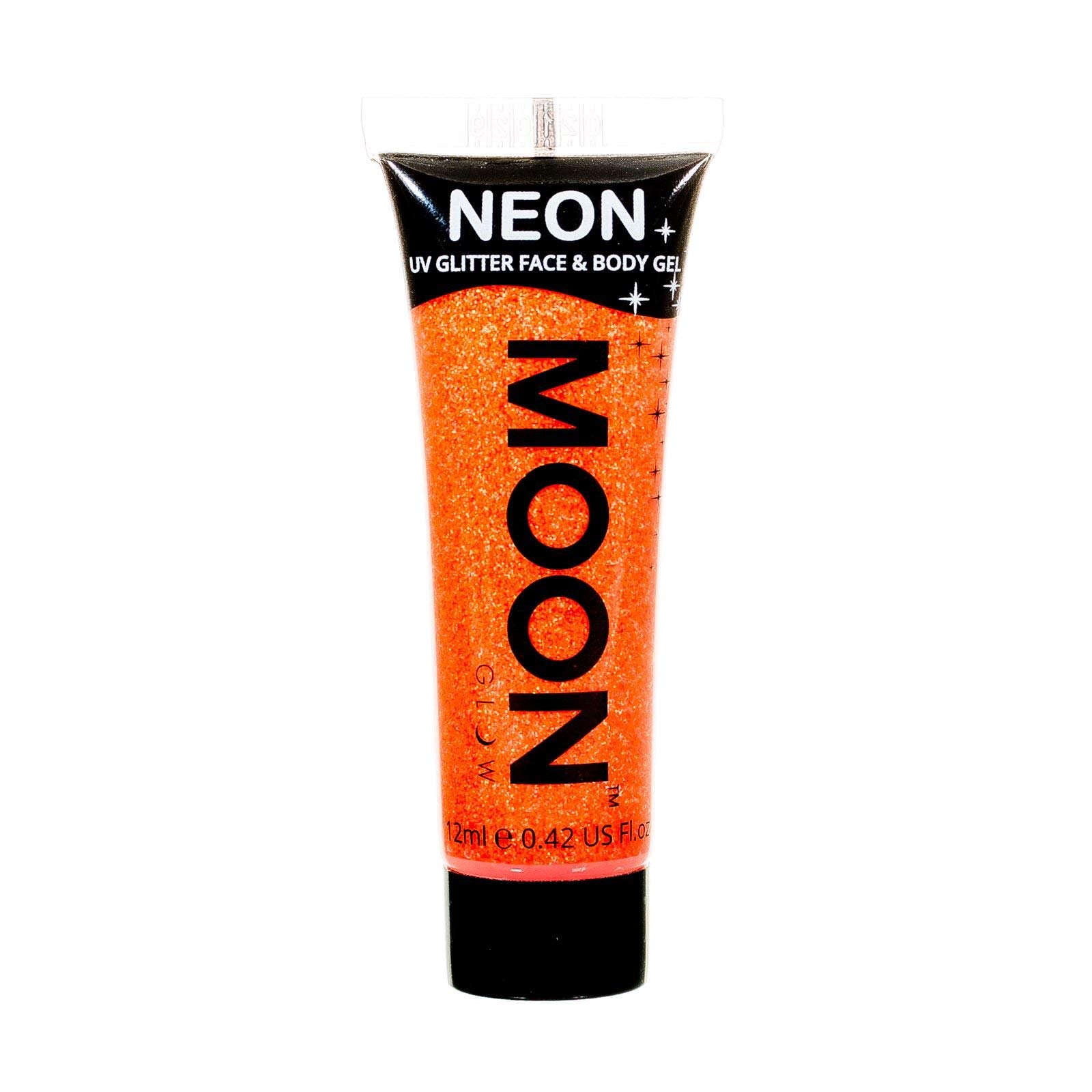 Moon Glow - Neon UV Glitter Face & Body Gel - 12ml Orange – Glitter Face Paint