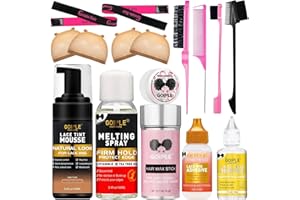GOIPLE Lace Tint Lace Melting Hair Mousse for Women's Wigs and Hairpieces - Natural Finishing Tint Spray Tool Set (Medium Brown)