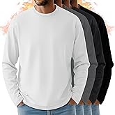 Evervibe 4 Pack Men's Big and Tall Long Sleeve Fleece Shirts, Crew Neck Thermal Sweatshirts Loose Casual Soft Basic Tops