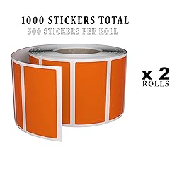 Royal Green Rectangle Labels Rolls Orange Permanent