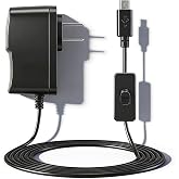 5V Micro USB Power Supply Replacement for Raspberry Pi 3/3b+ with Switch | 5V 2.5A Charger Adapter for Pi 2/Zero/Zero 2 W, Model A/A+/B/B+, with On/Off Switch, 6.6FT Long Cable, Not USB C for Pi 4/5