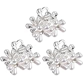 3pcs Small Rhinestone Pearl Hair Claws - Mini Alloy Jaw Clips, Clamps, and Hairpins for Women