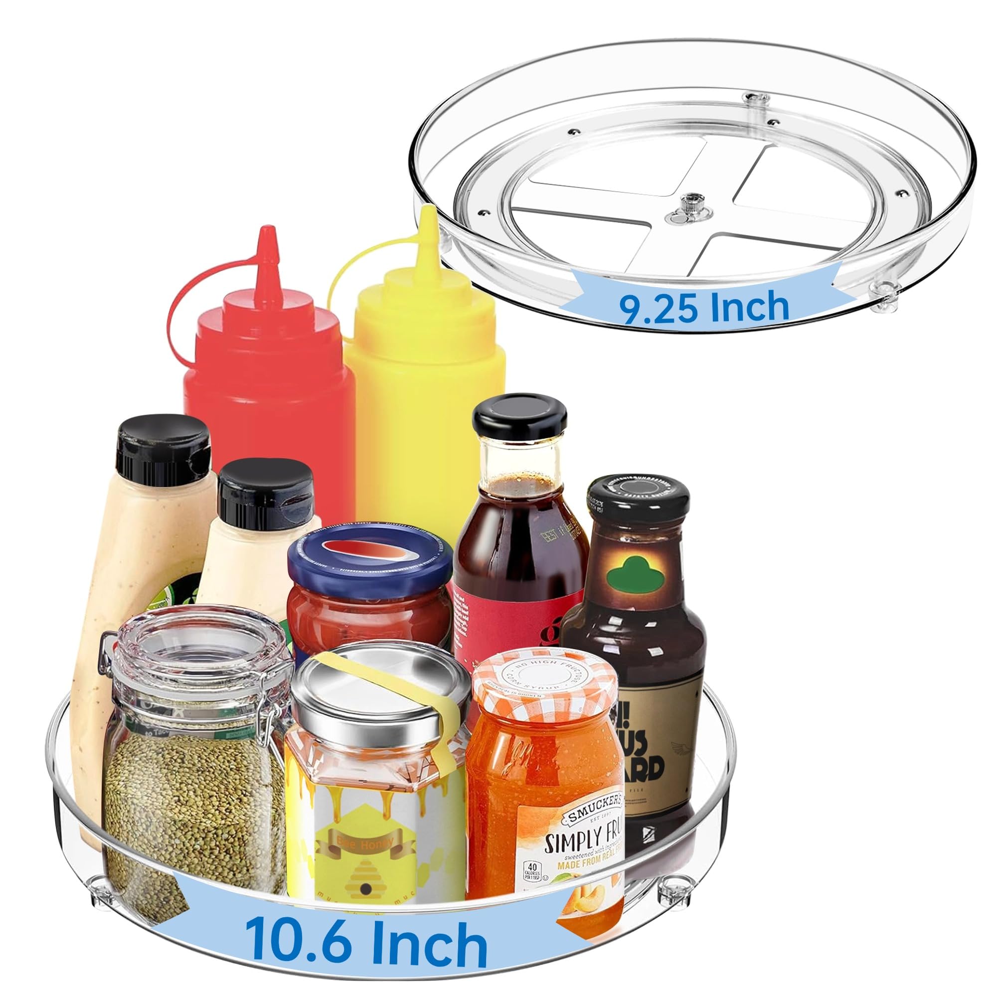 Photo 1 of 2 Pack Lazy Susan, 9.25 + 10.6 Inch Clear Turntable Organizer, Acrylic Rotating Spice Rack for Kitchen Cabinet, Pantry, Refrigerator, Vanity Bathroom Countertop Storage