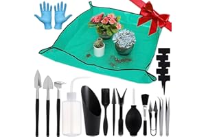 ANPHSIN Pack of 20 Succulent Tool Set - 39.4" Indoor Plant Repotting Mat and 19 Pcs Miniature Succulent Hand Tools Garden Flower Plants Transplanting Supplies for Indoor Outdoor Plant Care, Green