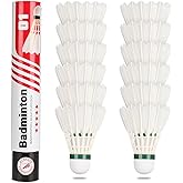Philonext Goose Feather Badminton Shuttlecocks Birdies, 12 Pack Hight Speed Training Badminton Balls with Great Stability for Indoor Outdoor
