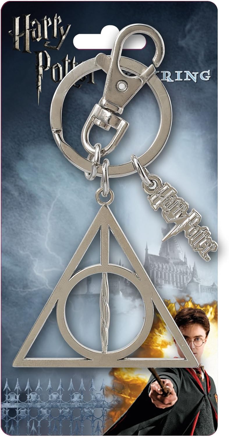 Harry Potter Deathly Hallows Pewter Key Ring,Silver: Toys & Games