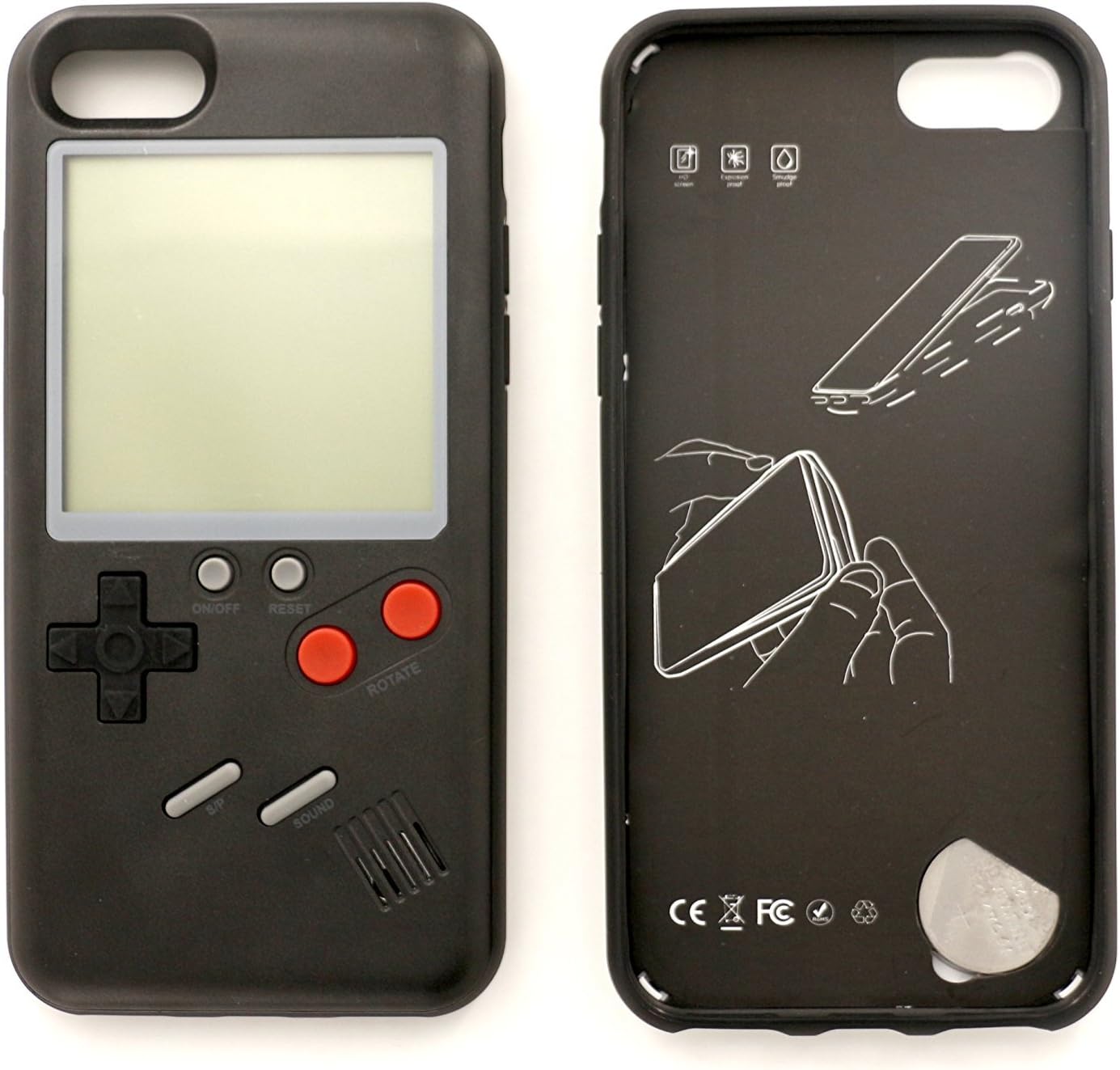 Game Phone Case, Ultra Slim Protective Playable Phone Cover Drop-proof Bump-Proof 3d with Back Screen Tetris Games Systerm For iPhone 6Plus Black