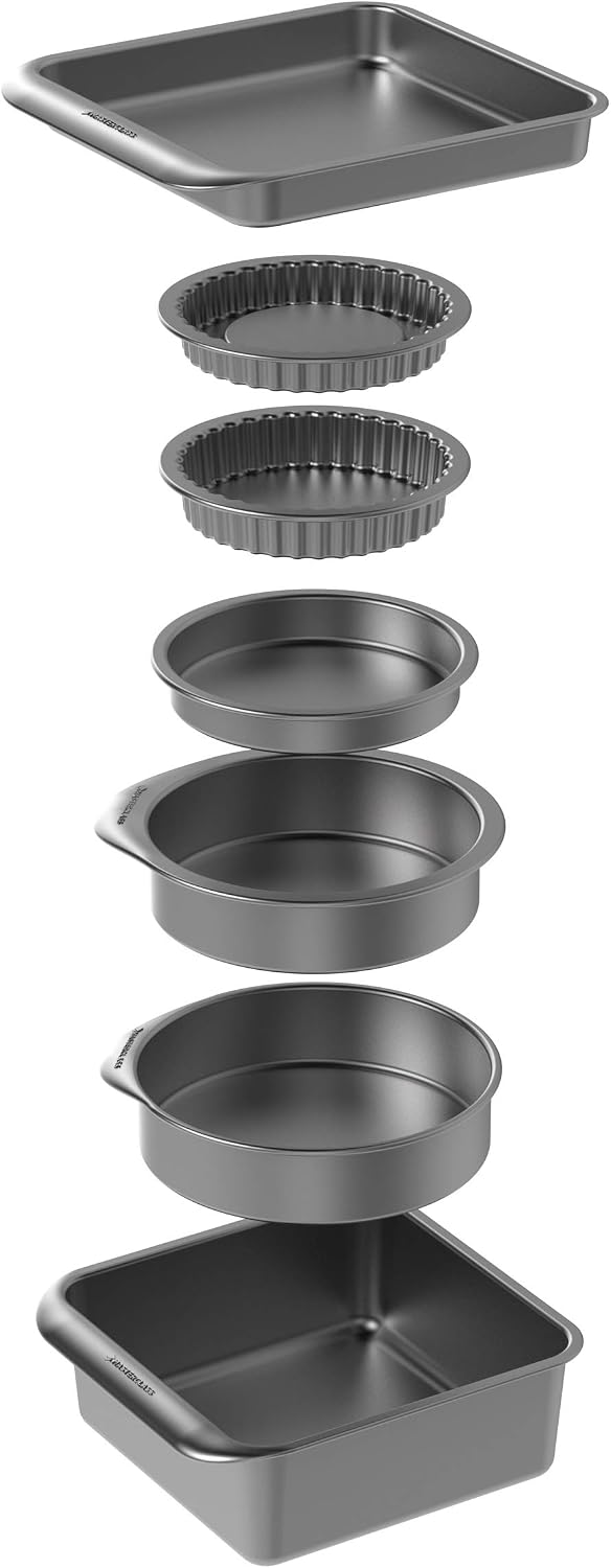 MasterClass Smart Space Non Stick Bakeware/Baking Set, Carbon steel, Grey, 7 Pieces, 7 peças