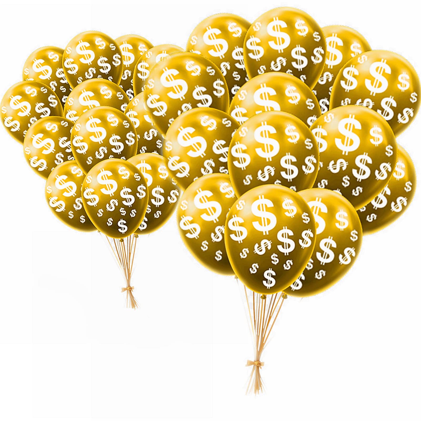 YiiiGoood 12 Inch Pack of 20 Money Dollar Signs Currency Symbol Latex Balloons Decorations for Birthdays Casino Weddings Bachelorette Retirement Anniversary Graduations Party