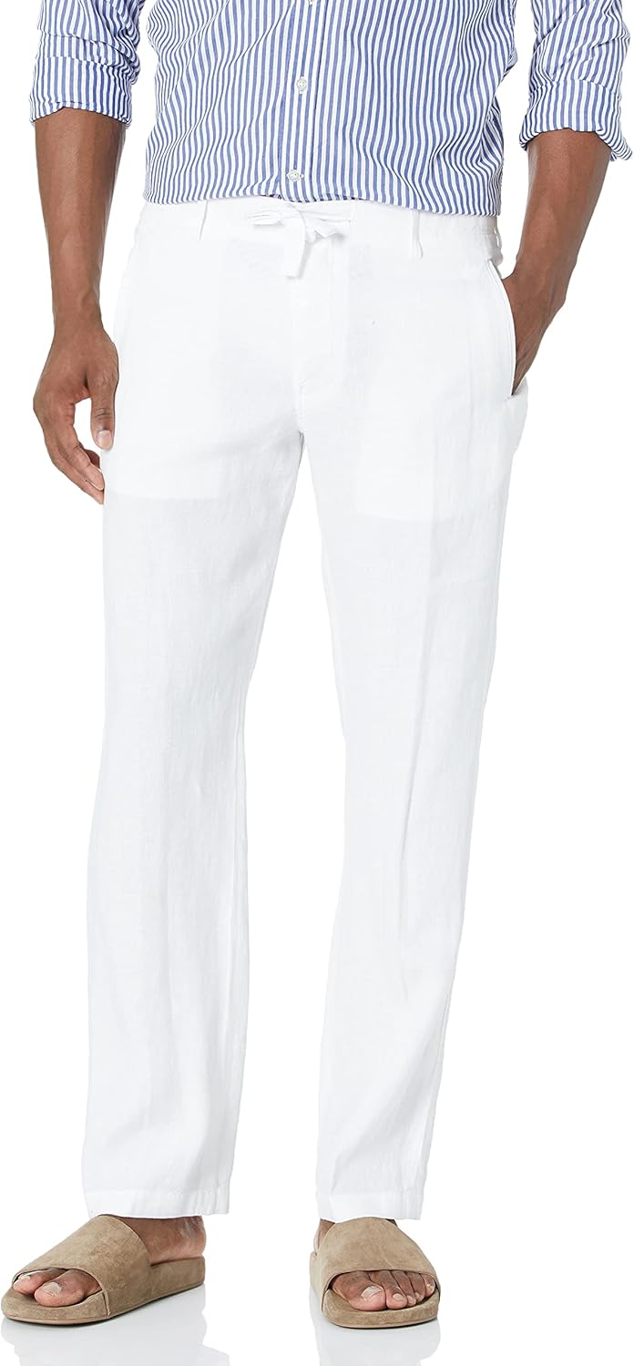 Perry Ellis Men's 100% Linen Drawstring Pant: Clothing