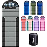 Cotton Flannel Lined Sleeping Bag for Adults Teens Kids, Cold Weather &Warm, 3 Seasons, Lightweight Compact Camping Essentials Equipment, Hiking, Outdoor, Travel