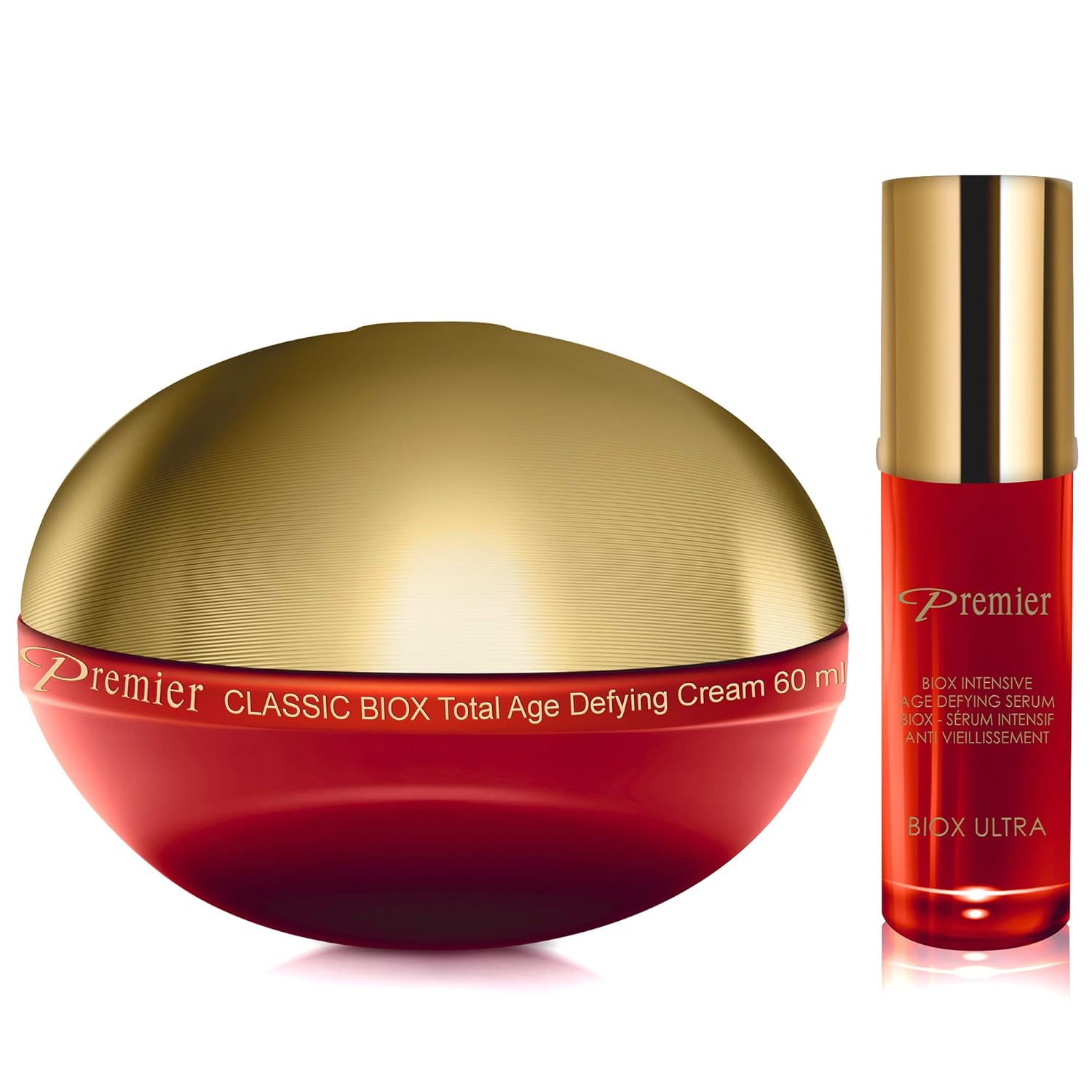 Dead Sea Premier Anti Aging Cream and Serum skin care Set: Intensive Anti Wrinkle face cream Classic Total Age-Defying Treatment Cream Lotion 2.04 Oz with BIOX Serum 0.3 Oz