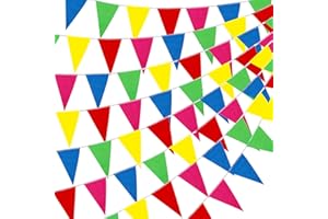 YGEOMER 300pcs Colorful Pennant Banner Flags, 375ft Multicolor Banners Carnival Decorations Supplies for Party Birthday and Shops Decorations