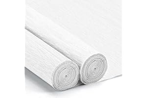 NITELEMN Crepe Paper Streamers 2 Rolls, 10 x 98Inch Crepe Paper Sheets for DIY Gift Colourful Paper Flower Wrapping Paper Crafts Birthday Wedding Holiday Party Decorations (White)