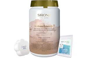 Sirona Activate Granular 5 lb – 82141 – Spa Shock Oxidizer – Non-Chlorine Spa Care for Fresh, Clear Water – Includes My Garden Pool Scum Sponge, 7-in-1 Test Strip & Pool-IQ AI Assistant