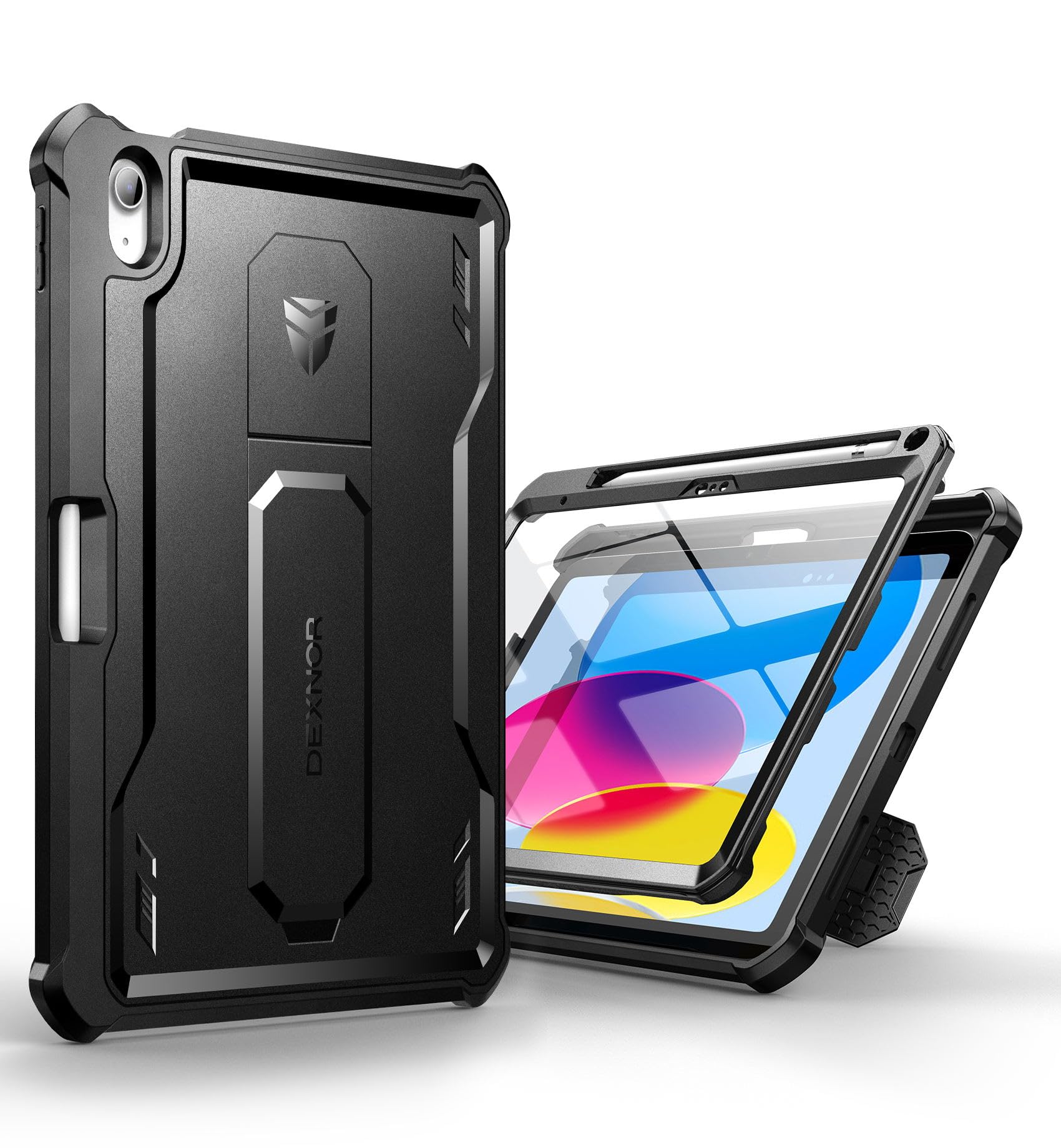 DEXNOR Case for iPad 10th Generation (2022 Release), 360 Protective full body Case with Built-in Screen Protector Bumper Case for iPad 10.9 inch(2022) - Black