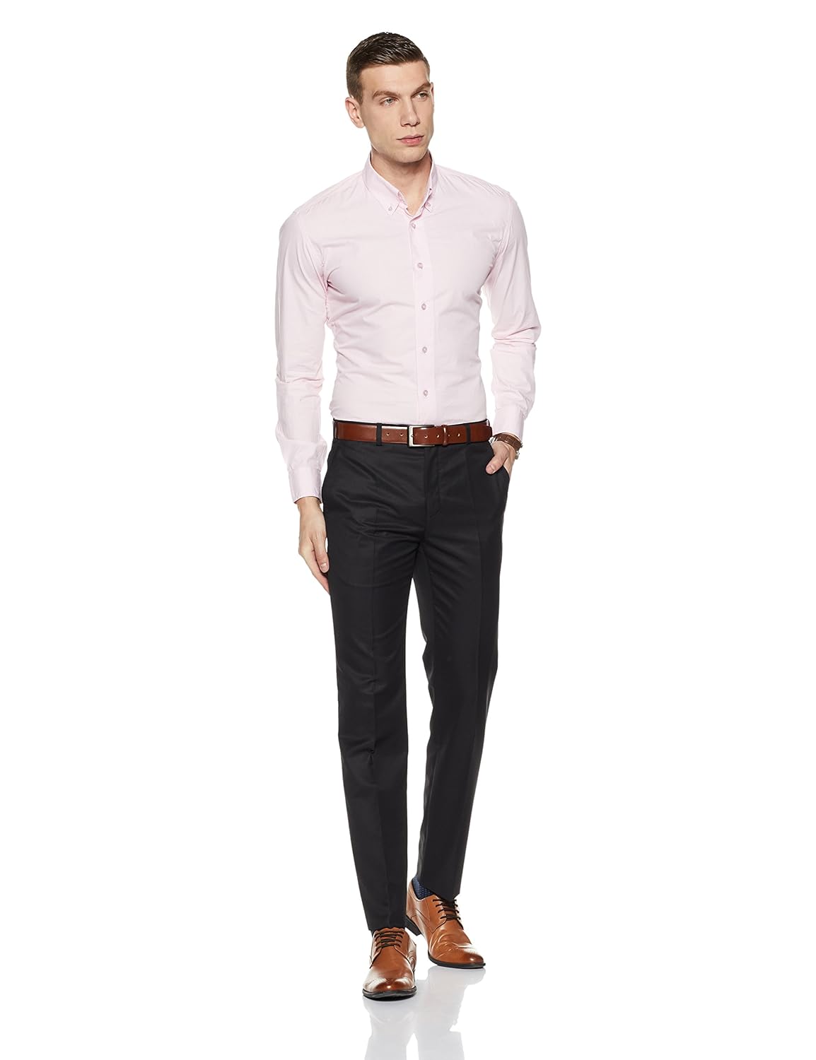 raymond men's relaxed fit formal trousers