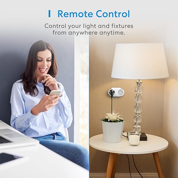 Enchufe Inteligente con 2 Tomas 2 en 1 Enchufe Compatible con Apple HomeKit Alexa Google Assistant y SmartThings Control Remoto Temporizador Smart Plug meross Paquete de 2