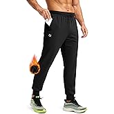 G Gradual Men's Fleece Joggers with Zipper Pockets Winter Warm Pants Water Resistant Athletic Workout Gym Sweatpants for Men