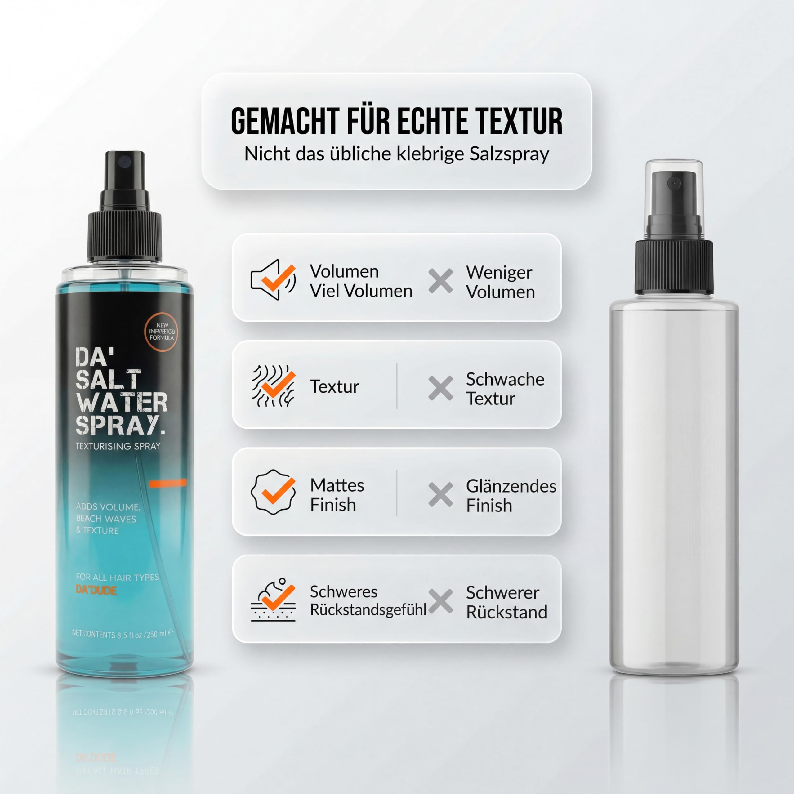 Da'Dude Sea Salt Spray 250 ml – Salzspray für Haare mit Volumen & Textur – Panthenol & Meersalz – Haarspray für Männer & Frauen für Beach Waves 8