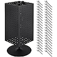 APL Display Pegboard Display Stand 4-Sided Revolving Display for Retail/Counter Top Peg Display/Peg Board Display for Craft Shows, Earring, Keychain, Jewelry, Metal/Black (Includes 4" and 6" Hooks)