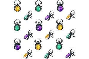 KEPATO 18 Pack Halloween Spider Ring Spider Party Favors Fake Plastic Spider Ring for Halloween Decoration