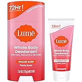 Lume Whole Body Deodorant - Invisible Cream Tube Mini + Solid Stick Bundle - 72 Hour Odor Control - Aluminum & Baking Soda Free, Skin Loving (Peony Rose)