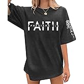 UNIQUEONE Christian Shirts for Women Faith Shirts Jesus Tshirt Oversized Christian Graphic Tees Tops
