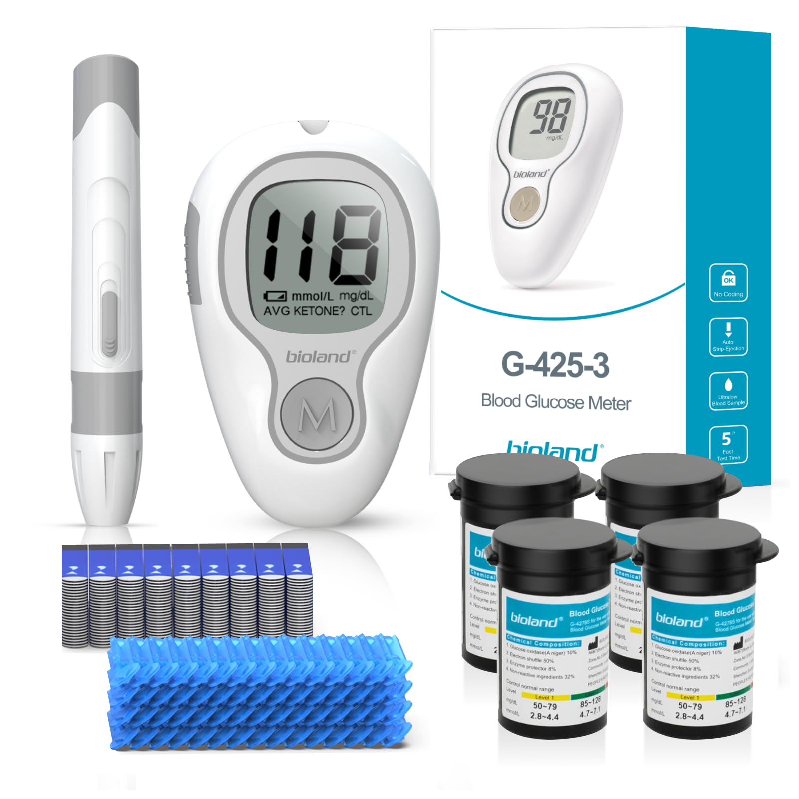 G-425-3 Blood Glucose Monitor Kit, 100 Test