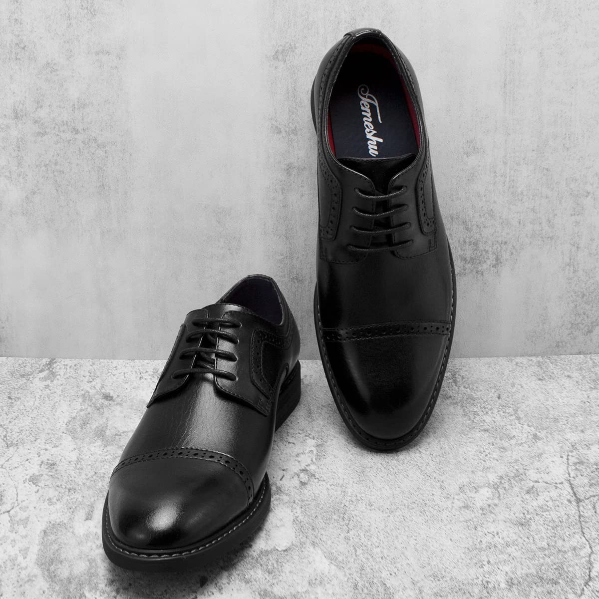 Temeshu Men's Oxfords Lace Up Casual Dress Shoes Classic Formal Modern Business Shoes DS08