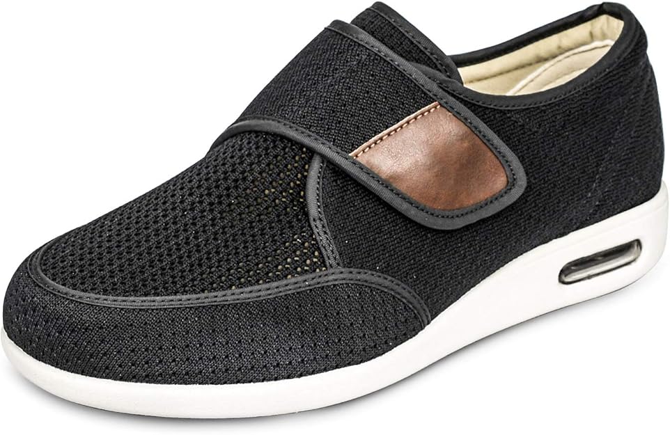 FAHOTE Men’s Diabetic Slippers Adjustable Air Cushion Mesh