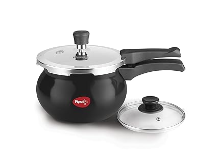 Pigeon by Stovekraft Titanium Hard Anodised Aluminium Handi Pressure Cooker, 3 litres, Black