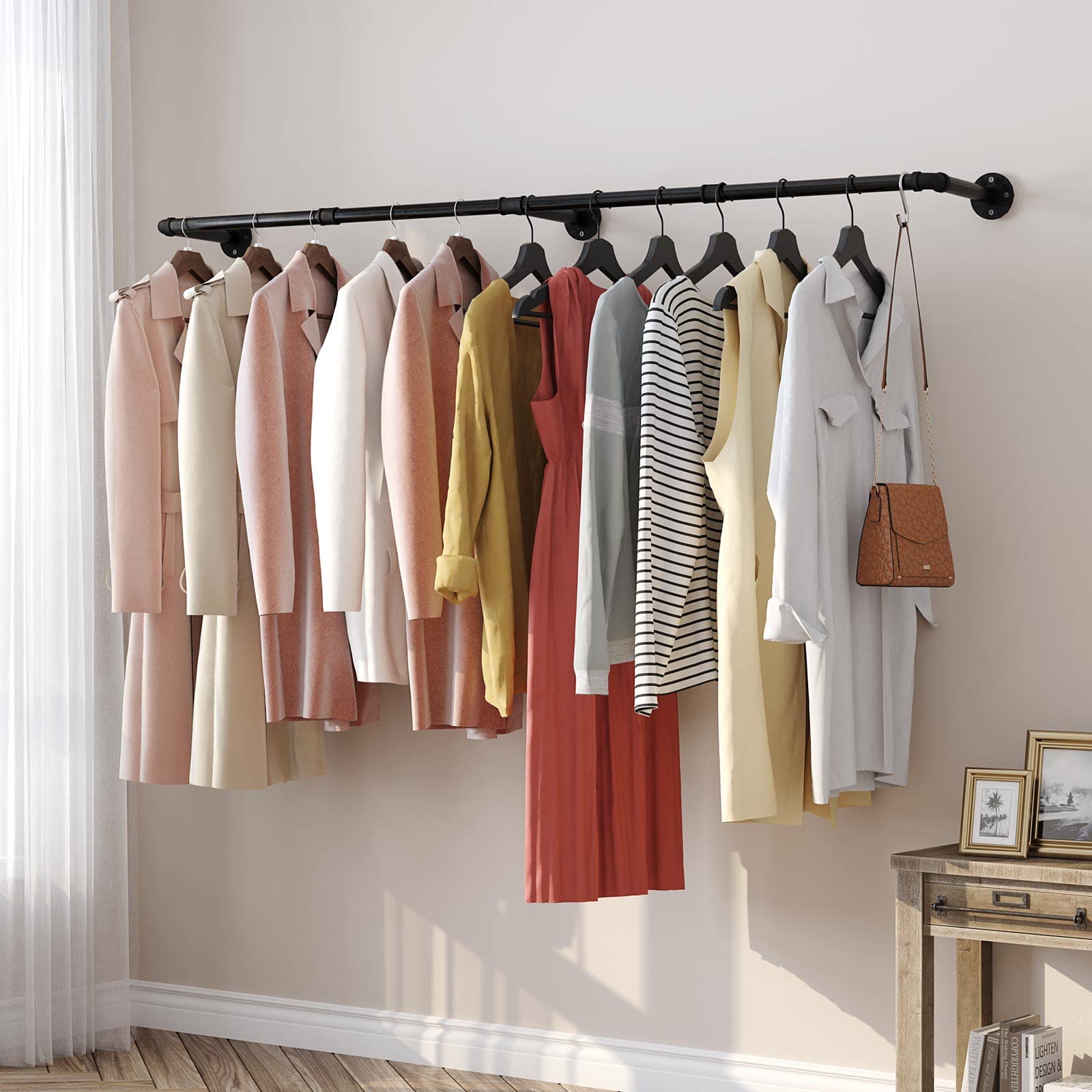 Mua GREENSTELL Wall Mounted Clothes Rack, 73.5in Industrial Pipe ...