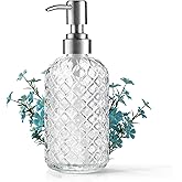Kaishun 14 Oz Refillable Glass Soap Dispenser with Rust Proof Stainless Steel Pump, for Dispense Hand soap, Body wash, Lotion