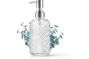 14 Oz Refillable Glass Soap Dispenser with Rust Proof Stainless Steel Pump, for Dispense Hand soap, Body wash, Lotion
