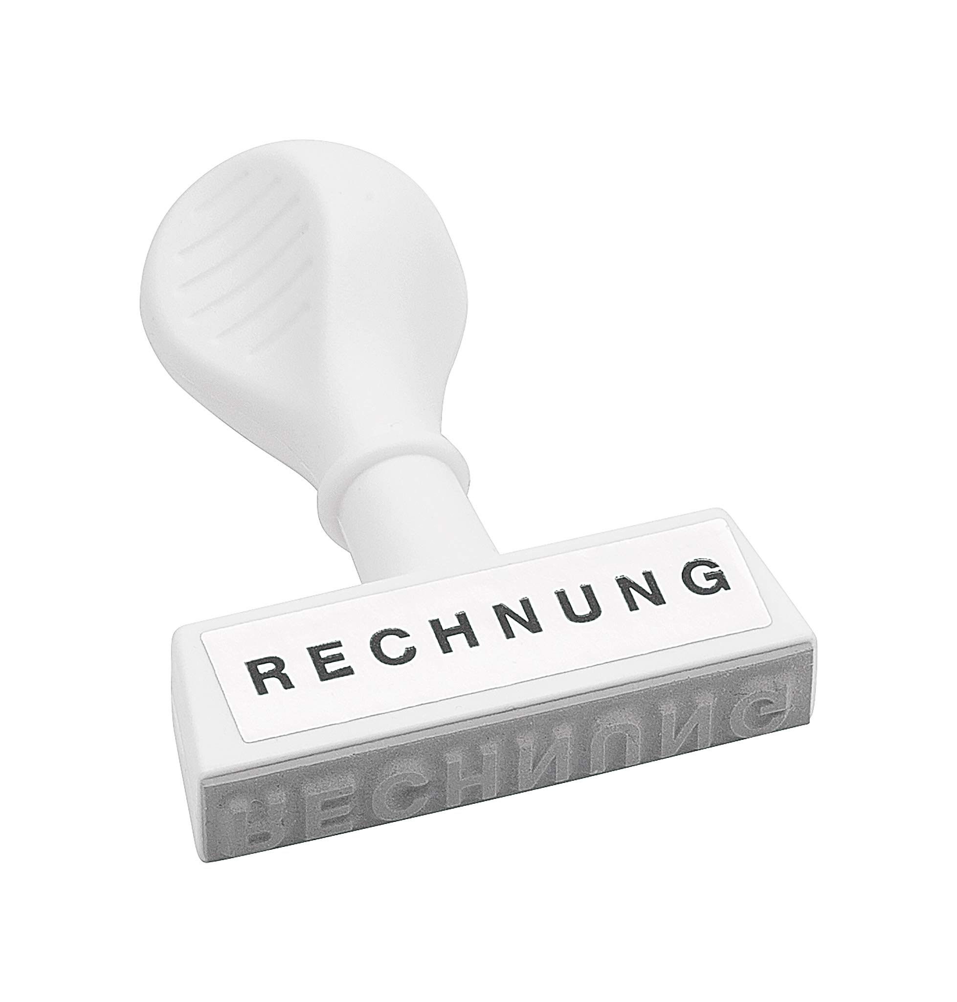 Wedo 19327 Stock Text Stamp Invoice Plastic Imprint Width 45 mm Ergonomic Handle White